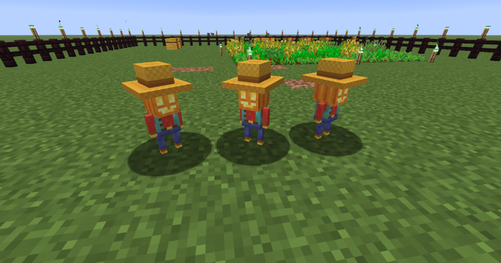 Three Scarecrow Golems standing around